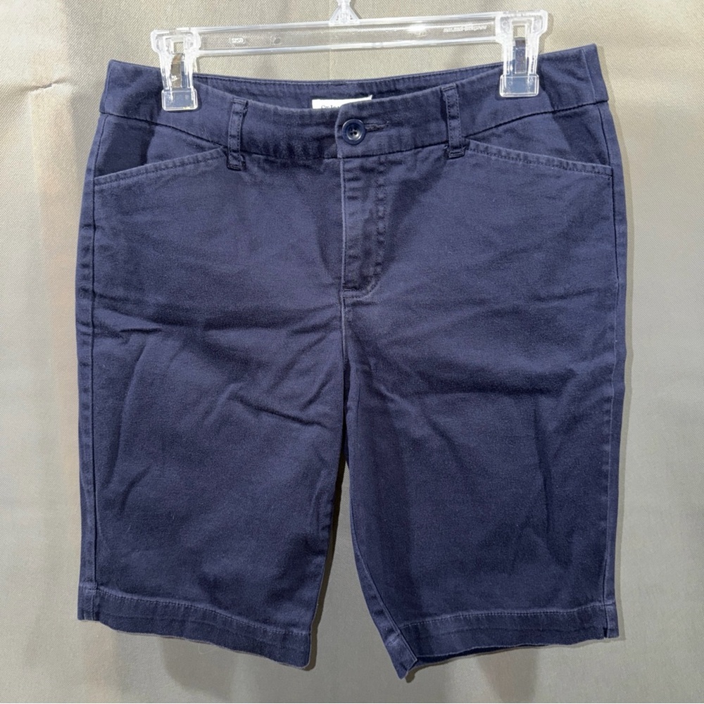 St. Johns Bay Women's Solid Mid Rise Bermuda Shorts Navy Size 8